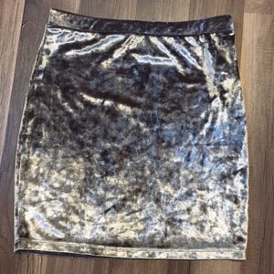 Olive Crushed Velvet Skirt